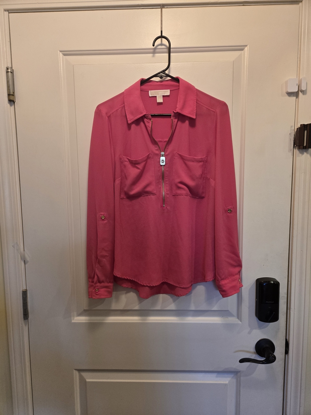 MICHAEL Michael Kors Bright Pink Zip-Pocket Button Down Shirt